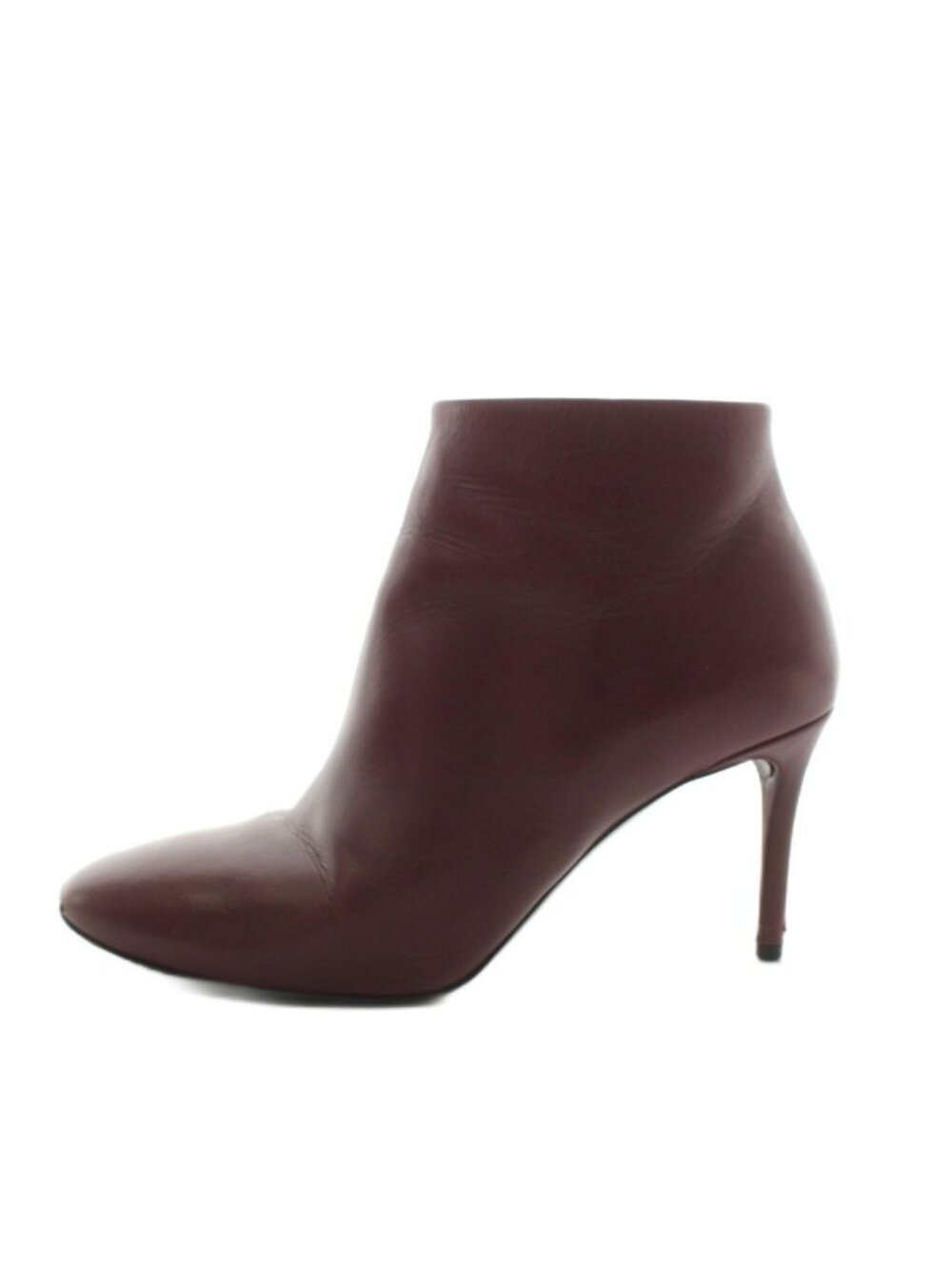 Balenciaga Short Boots Plain Toe Heels Side Zip Leather Bordeaux